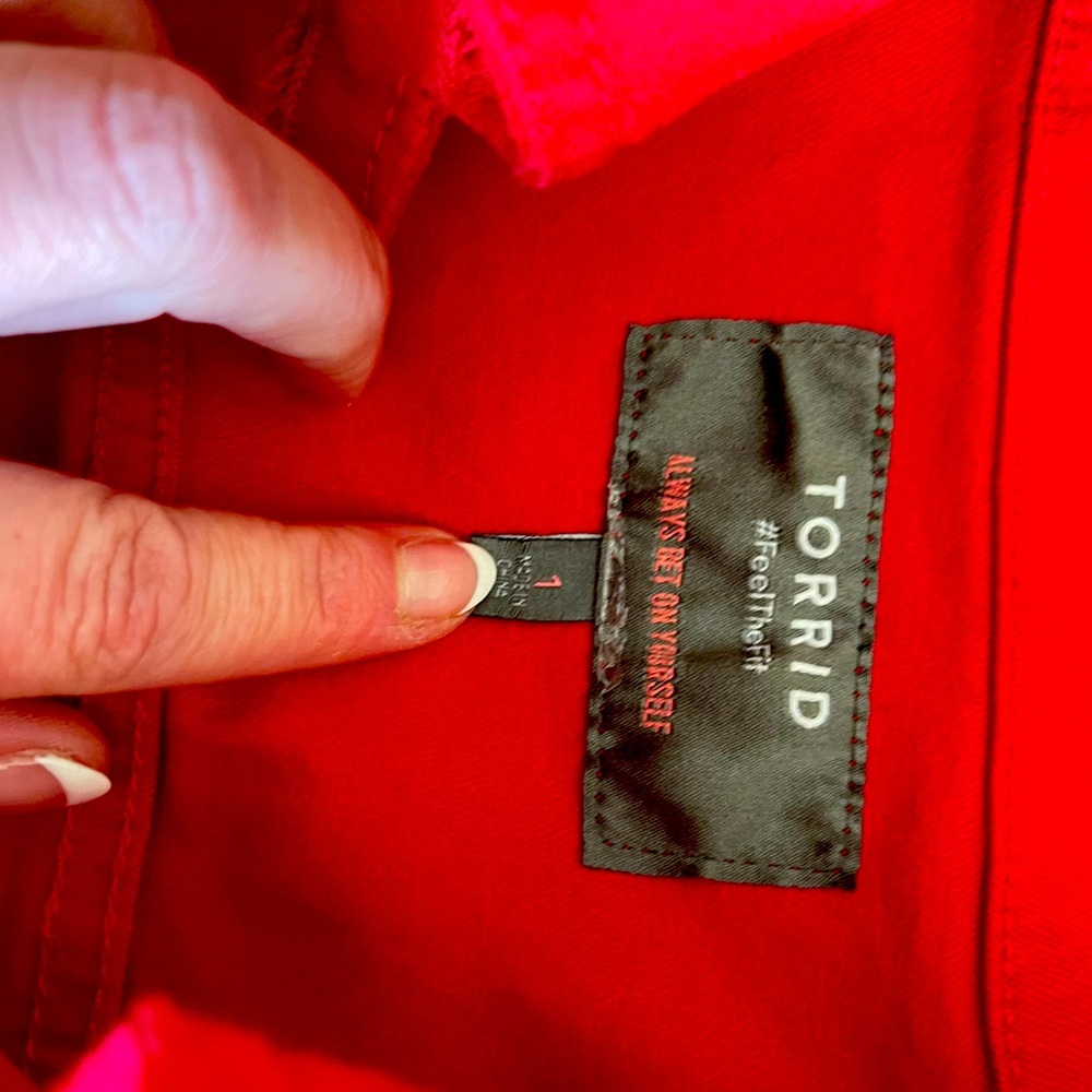 Torrid Red Blue Jean Jacket